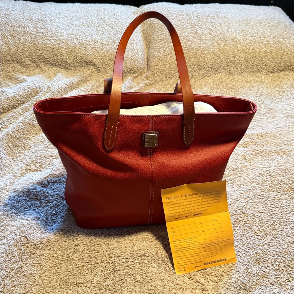 Dooney & Bourke Red and Brown Leather Tote